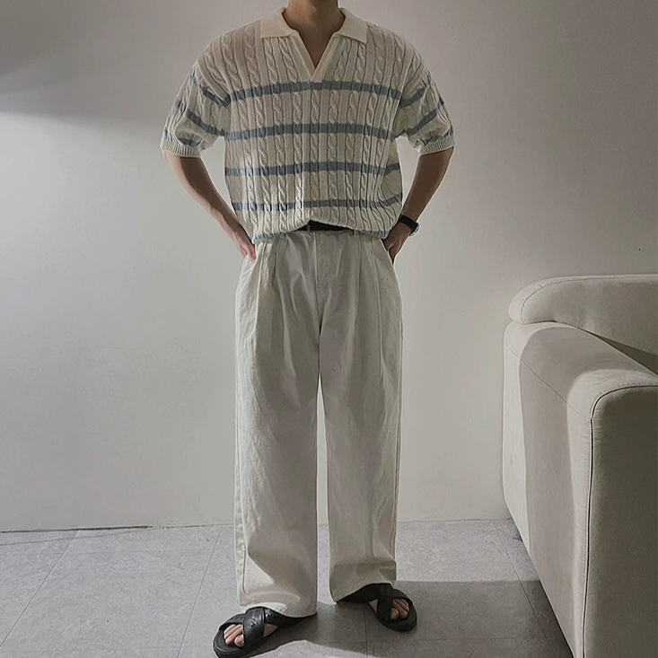 ボーダーニットポロシャツ