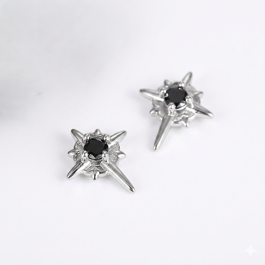 ブラックジルコニアピアス